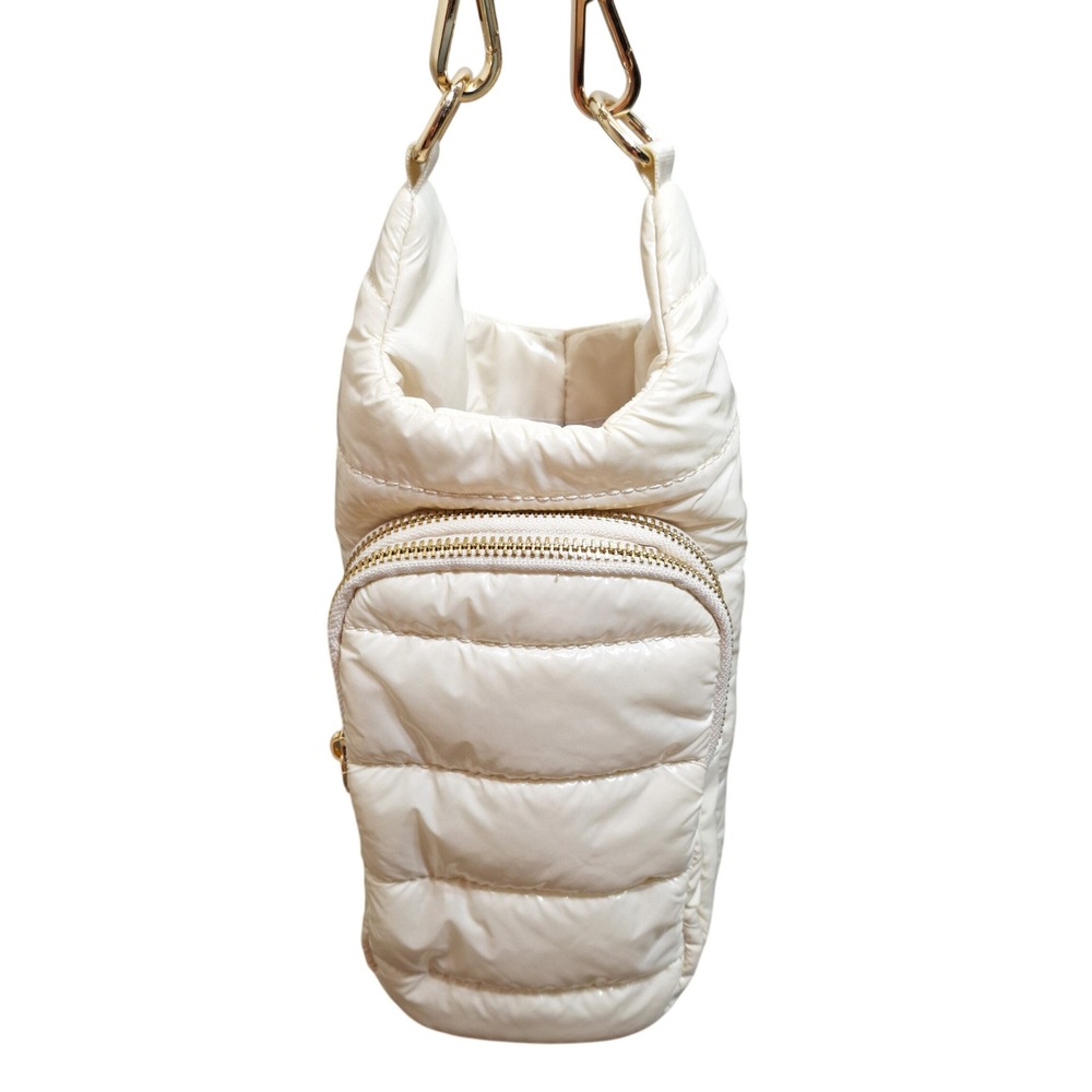 WanderFull Cream Puffer Water Bottle Bag Crossbody Quilted Nylon PRF2408